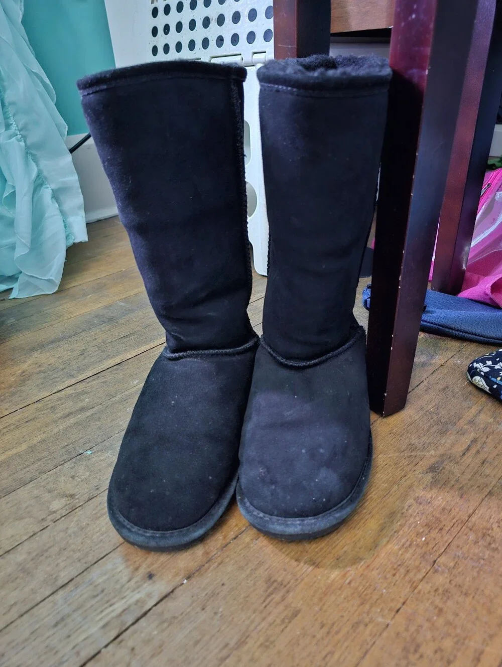 BearPaw Women's Tall Suede Winter Boots - Black